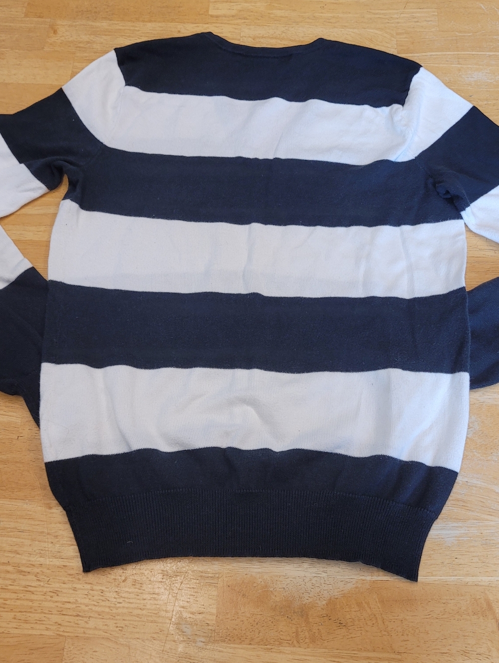 Ralph Lauren Sport Black White Striped Sweater Pink Pony Logo Small Vintage - Picture 3 of 5